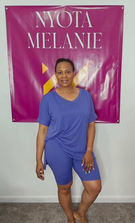 Camden Two Piece Biker Shorts Set Violet