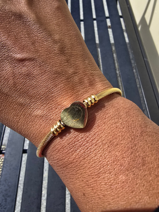 Heart Stainless Steel Gold Cuff Bracelet