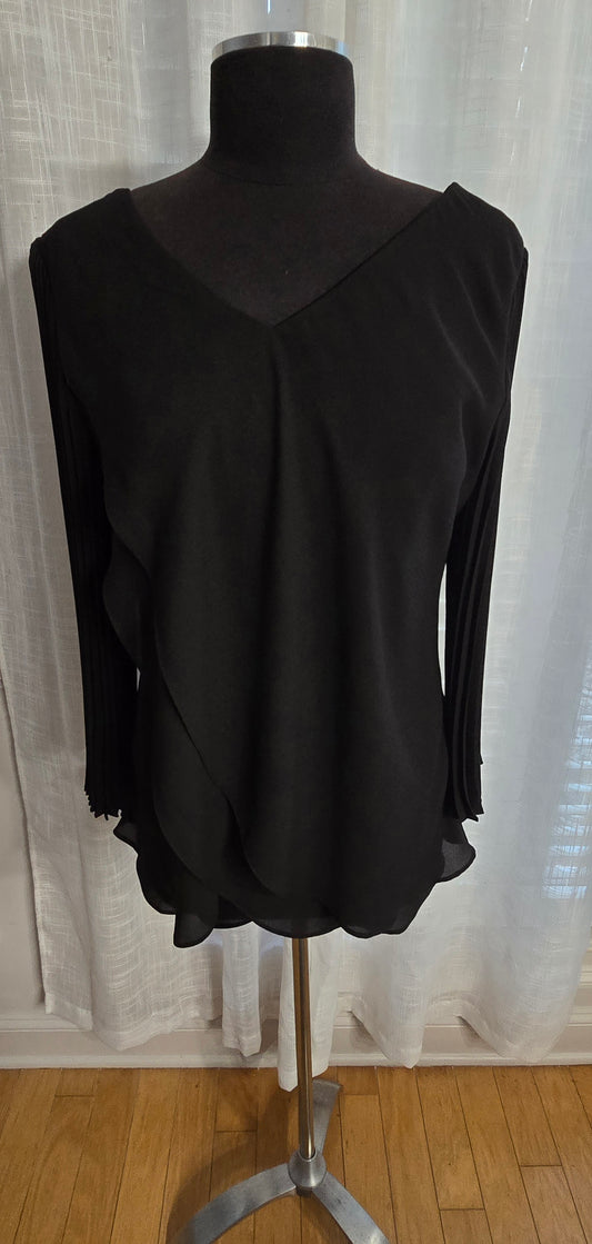 Laurie Felt Black Blouse Sz M