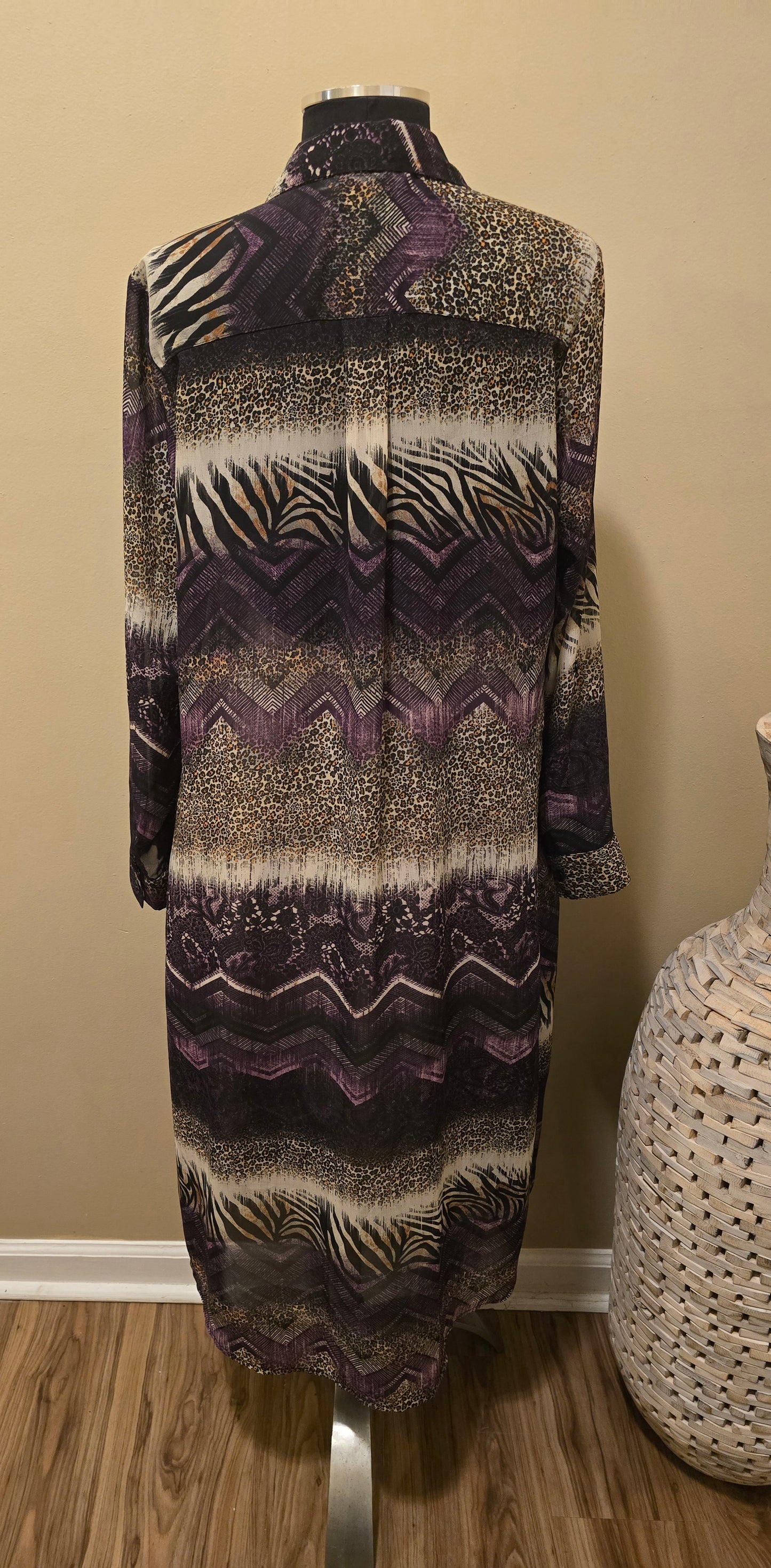 Purple Animal Print Duster Sz M