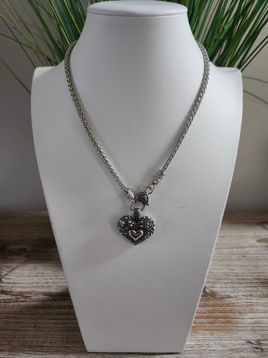 Silvertone Heart Necklace