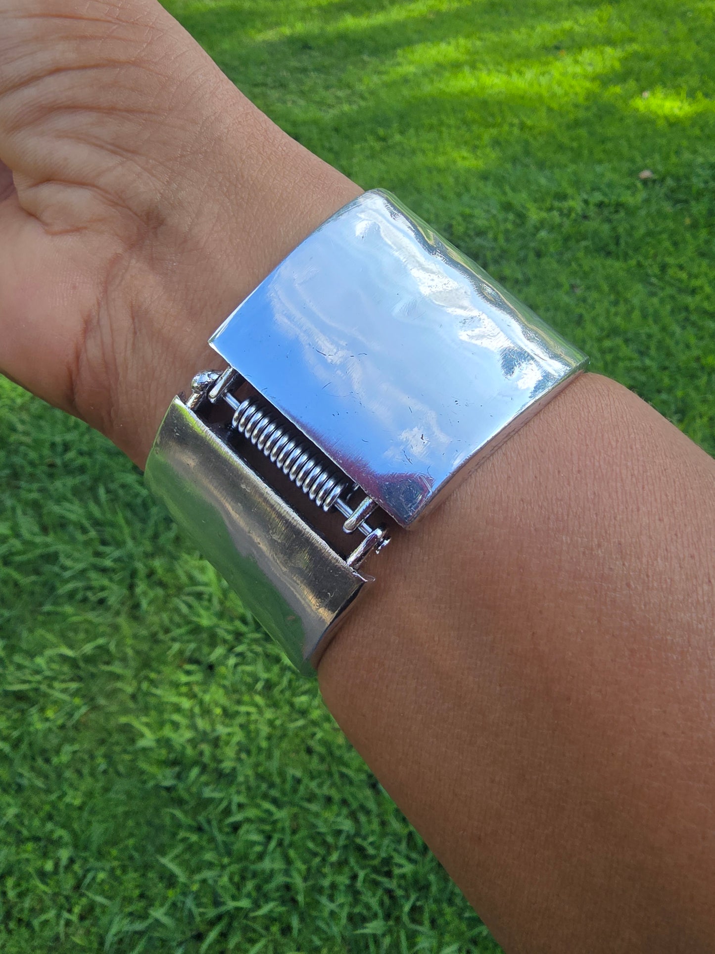 Overlapping Silver Hammered Cuff