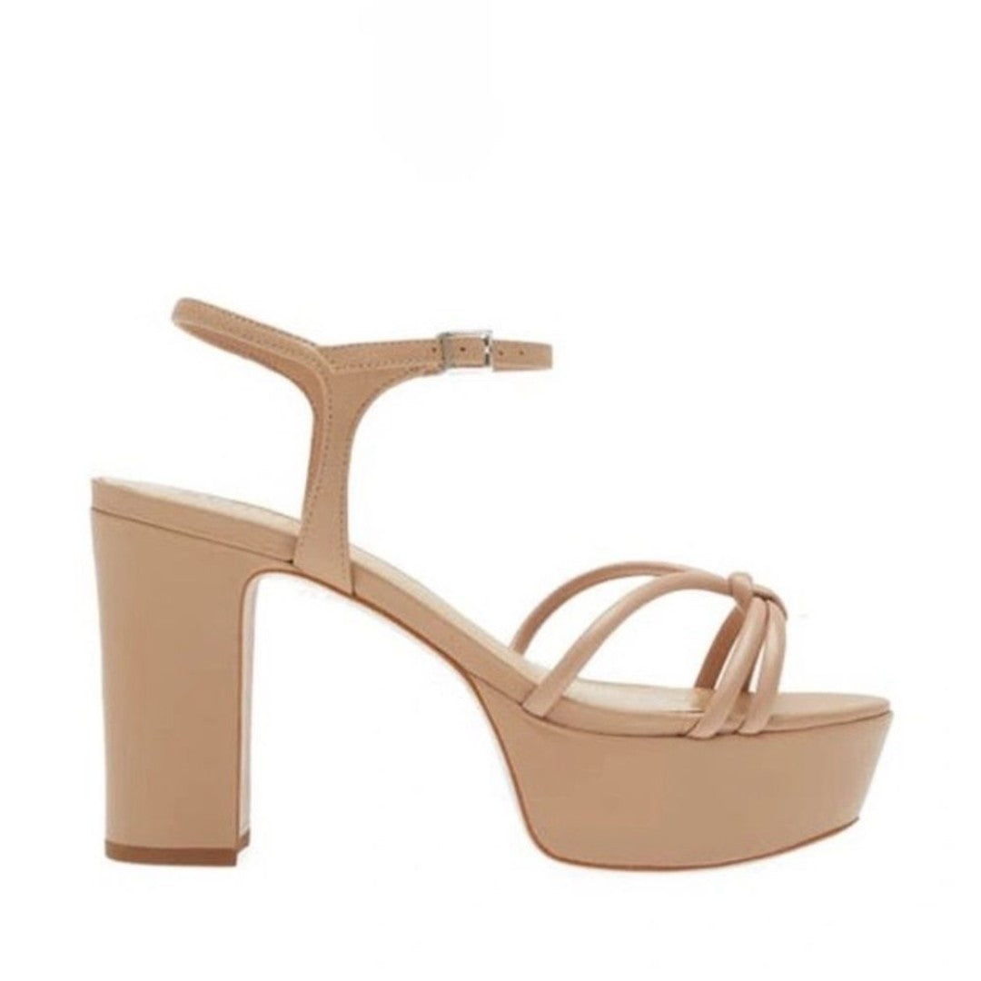 Schutz Nude Leather Platform Sandal Sz 11