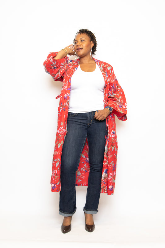 Tropicale Red Kimono