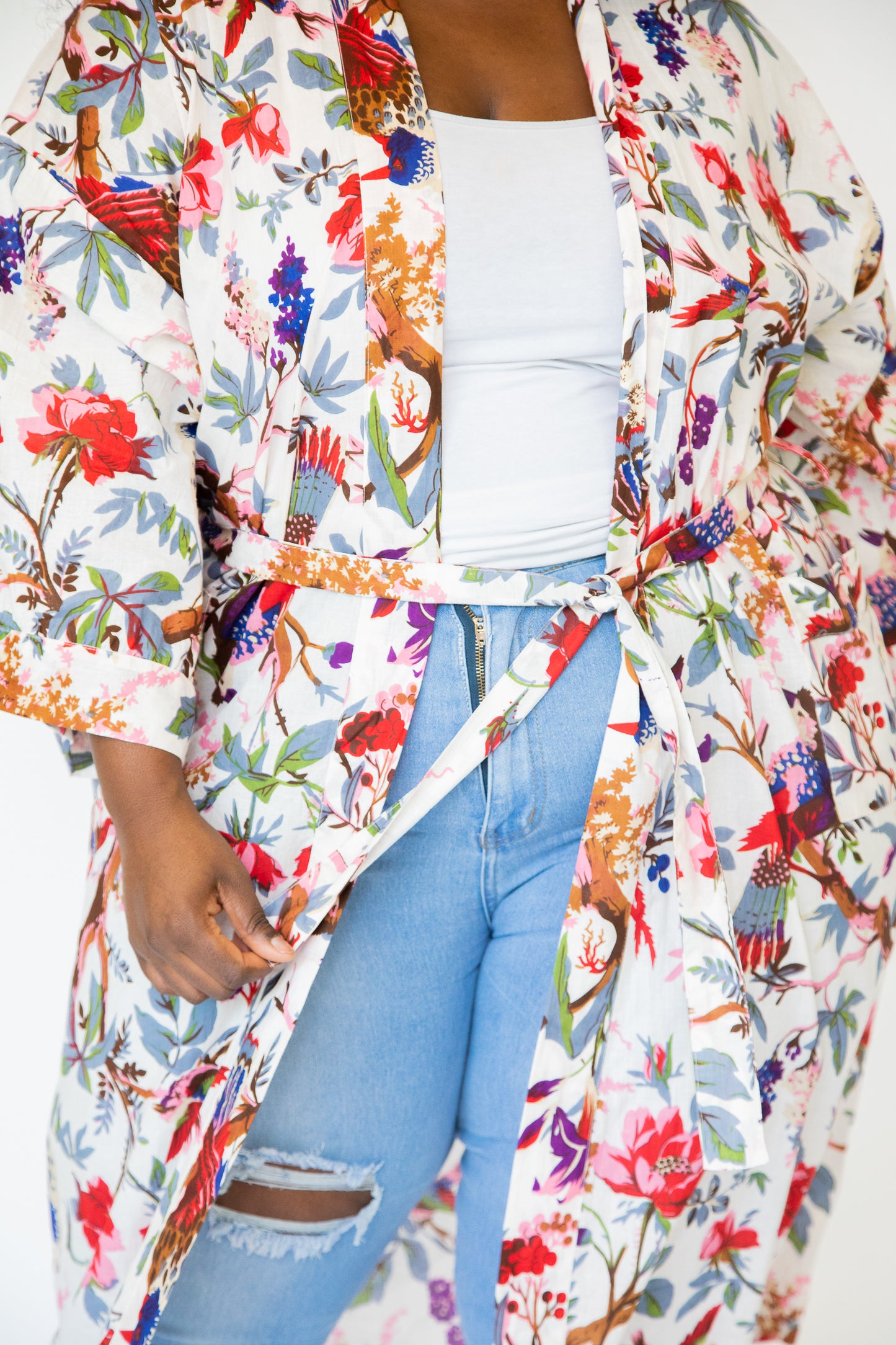 Tropicale White Kimono