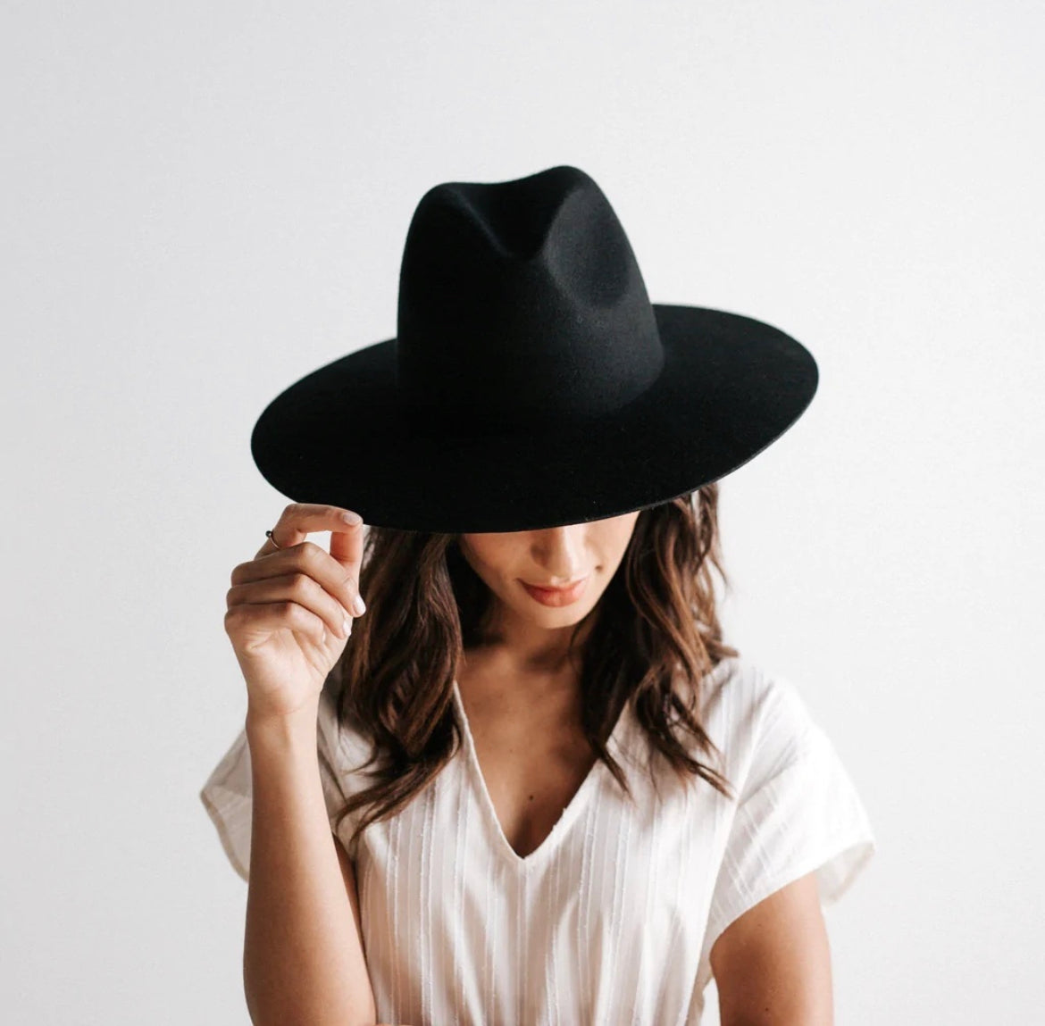 Scottie Wide Brim Fedora - Black