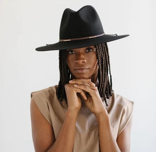Scottie Wide Brim Fedora - Black