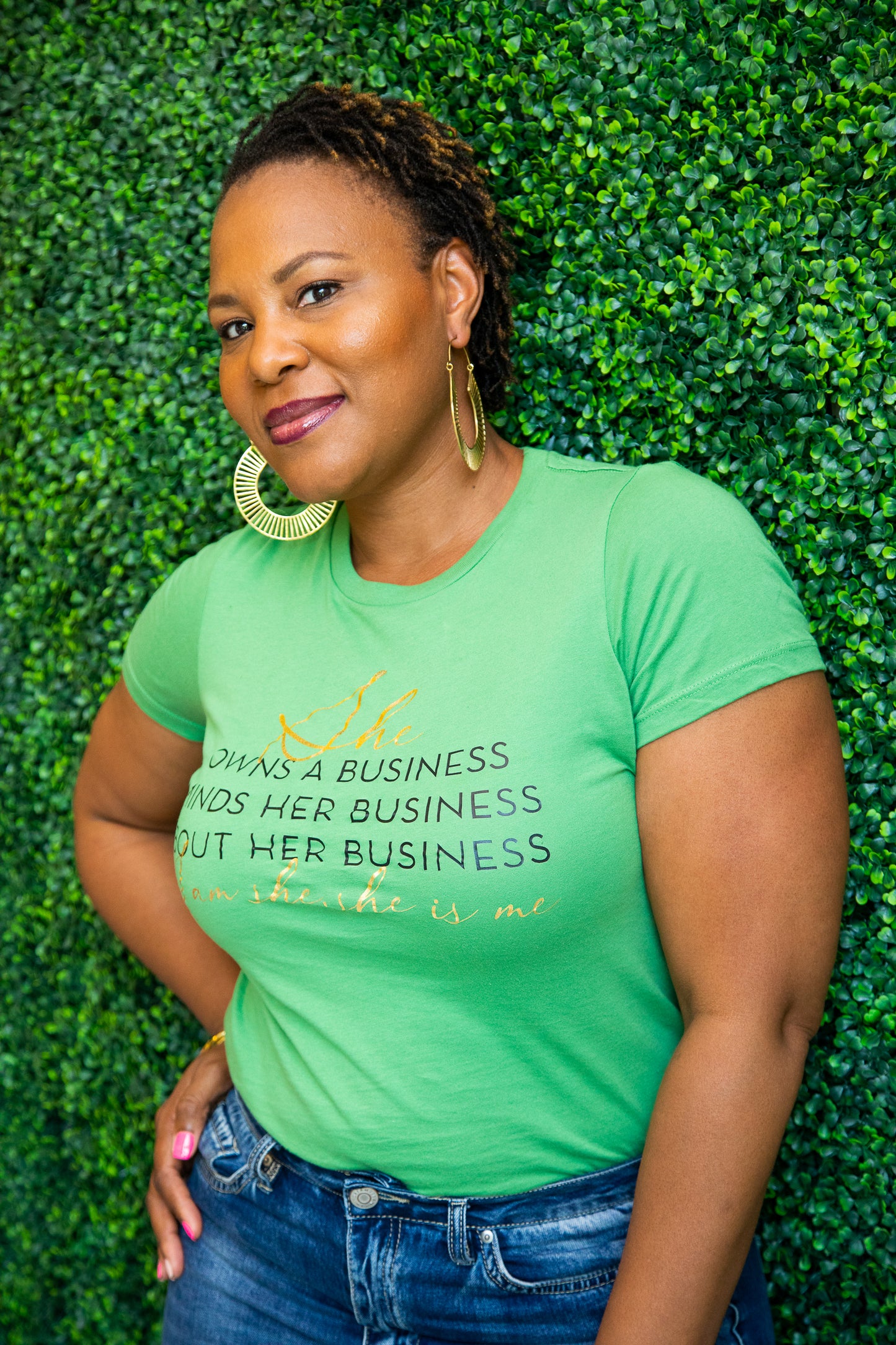 She Owns A Business Tee - Green