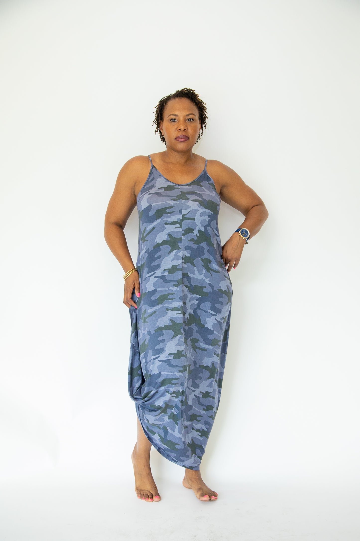 Summer's Day Maxi Dress Blue Camo
