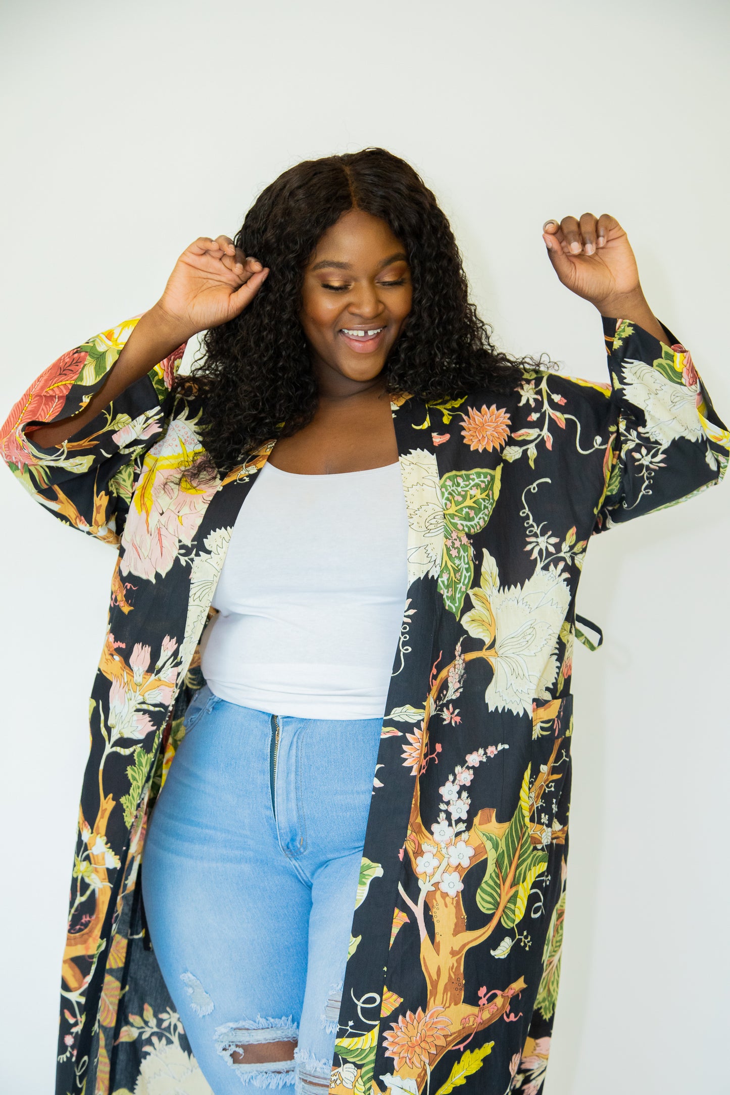 Tropicale Black Kimono