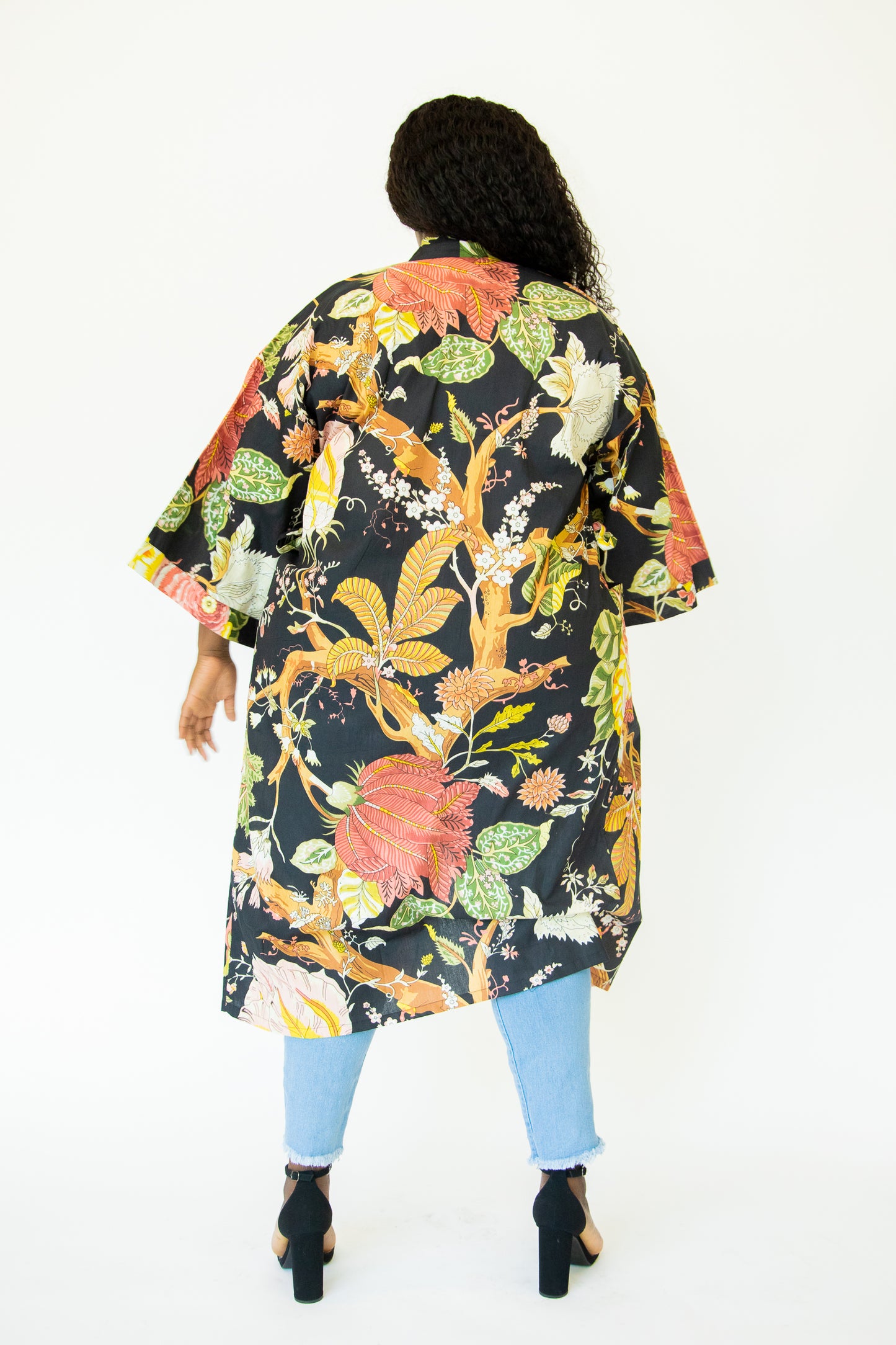 Tropicale Black Kimono