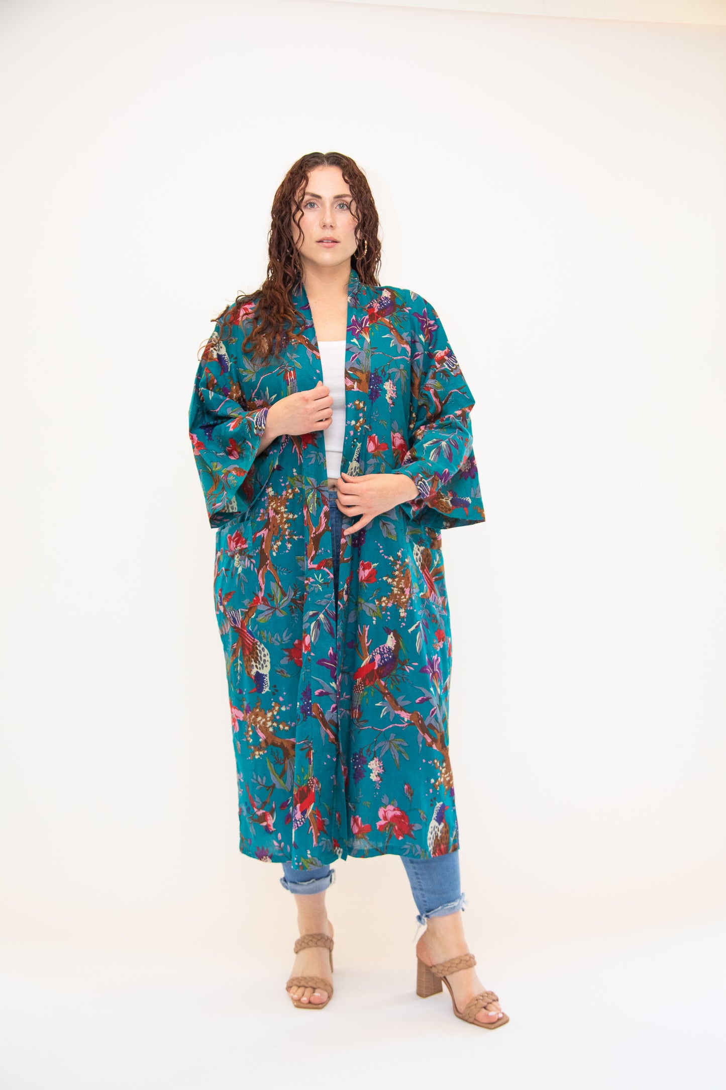 Tropicale Teal Kimono