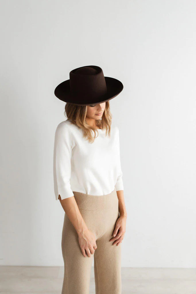 Ty Upturned Brim Fedora - Dark Brown