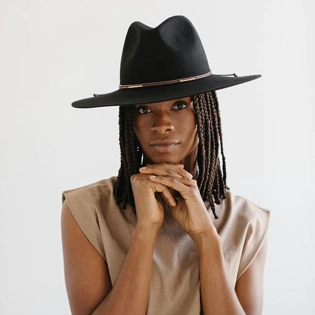 Scottie Wide Brim Fedora - Black