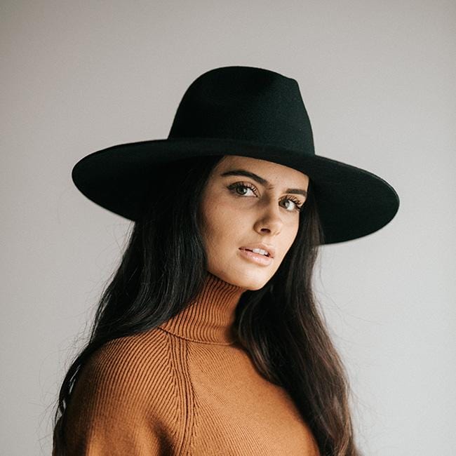 Scottie Wide Brim Fedora - Black