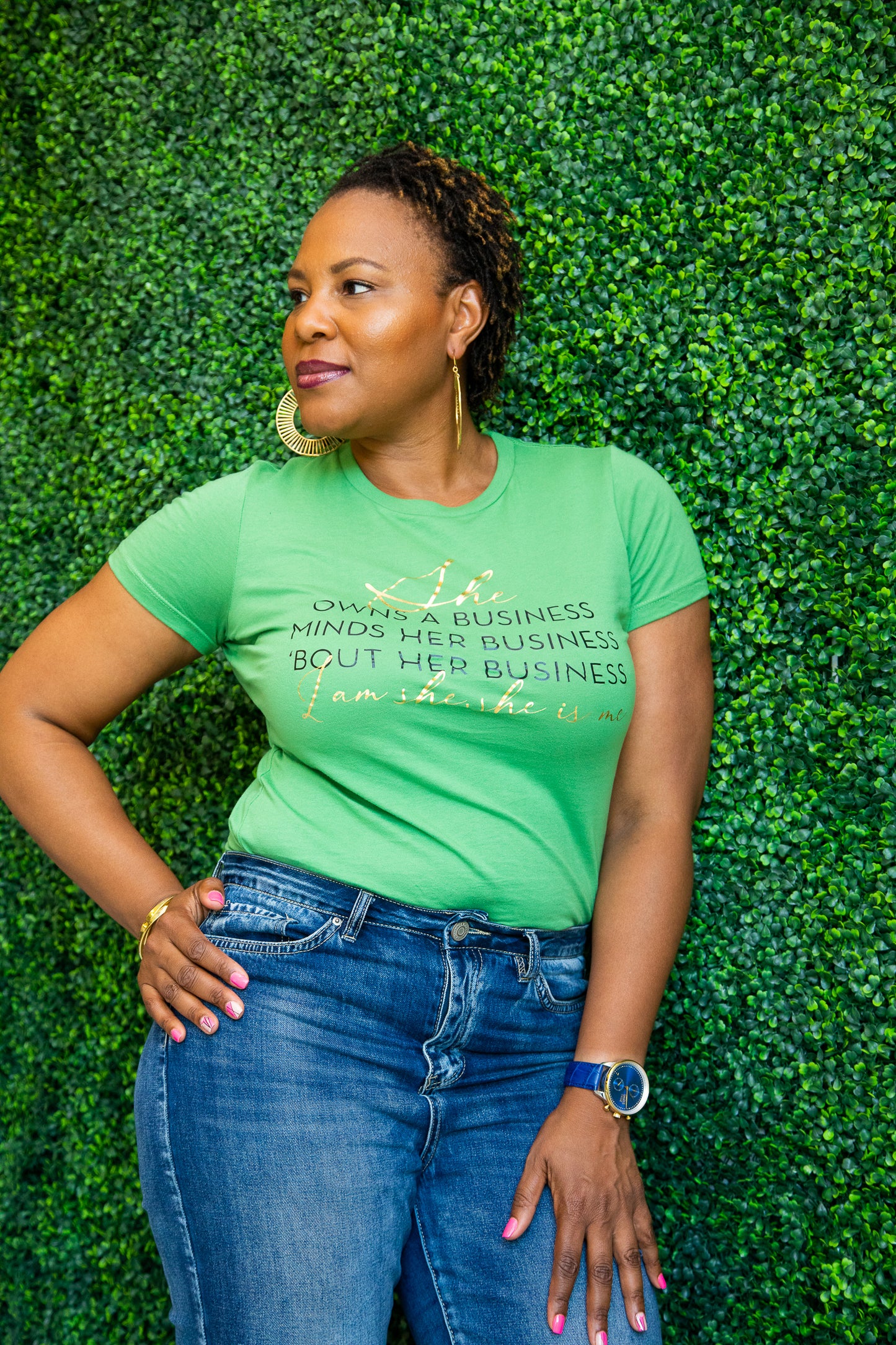 She Owns A Business Tee - Green