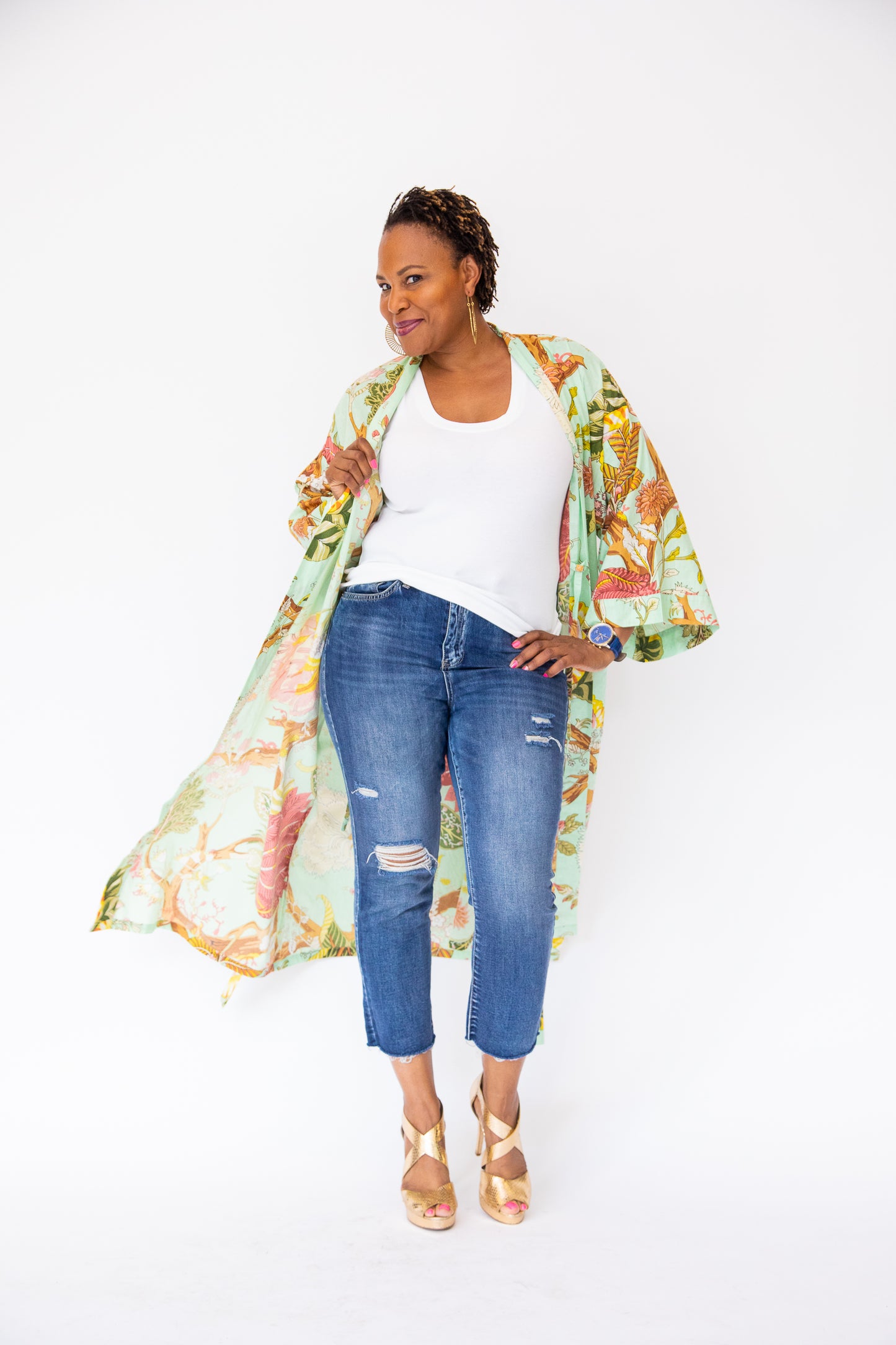 Tropicale Green Kimono