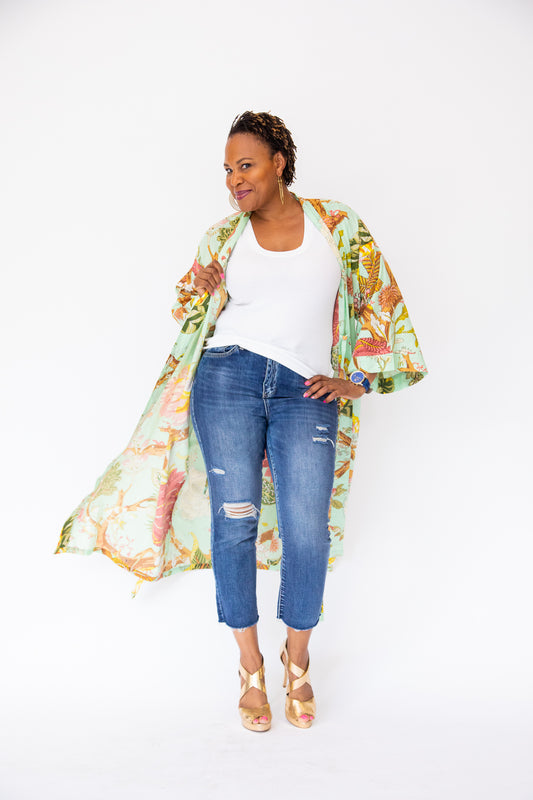 Tropicale Green Kimono