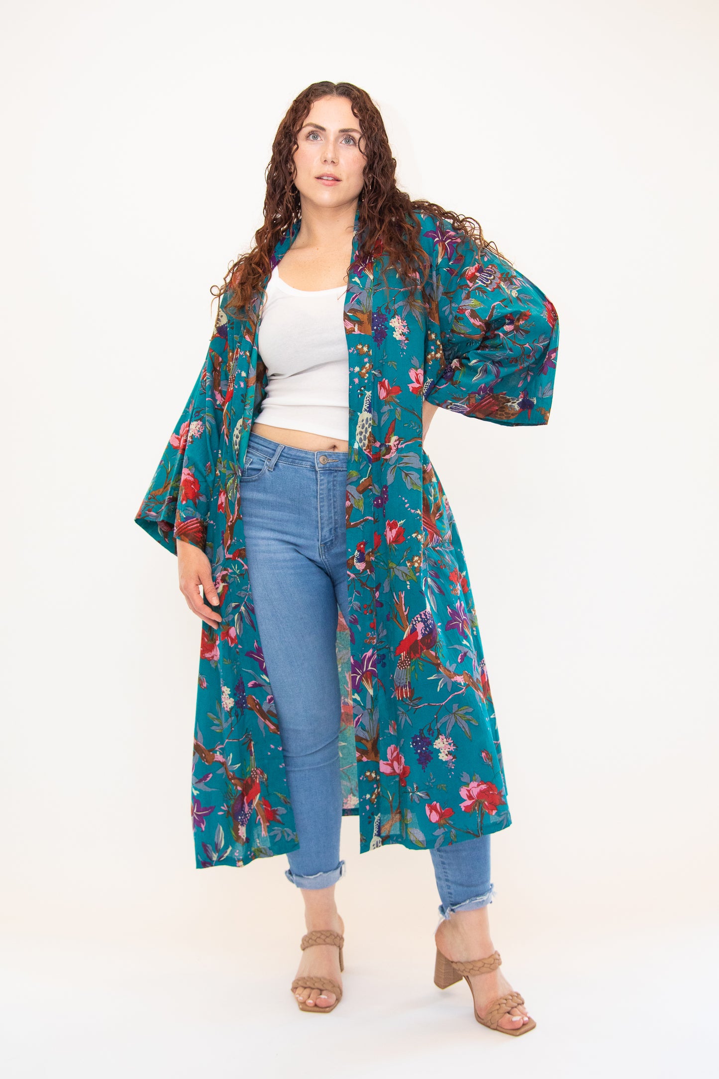 Tropicale Teal Kimono