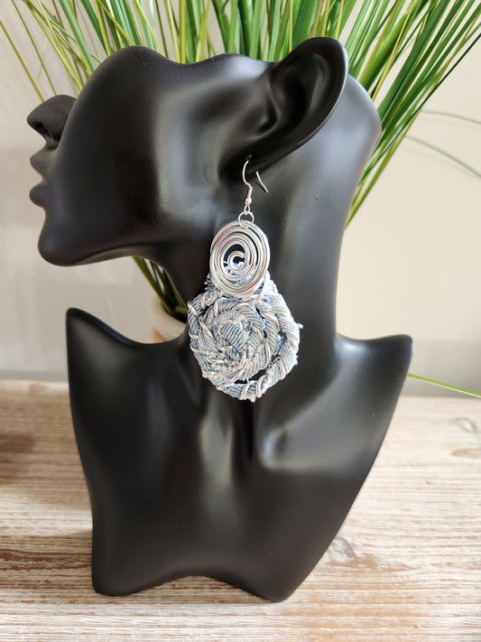 Denim Swirl Earrings