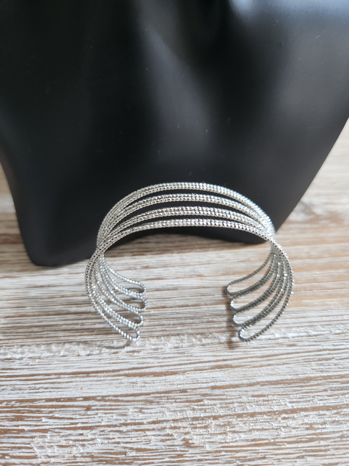 Silver Shimmery Hoop Earrings &  Silver Cuff Set