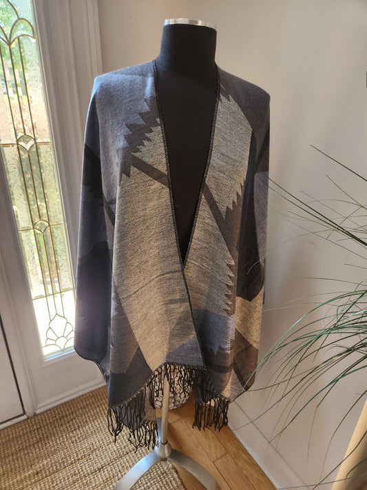 Blue & Gray Shawl One Size