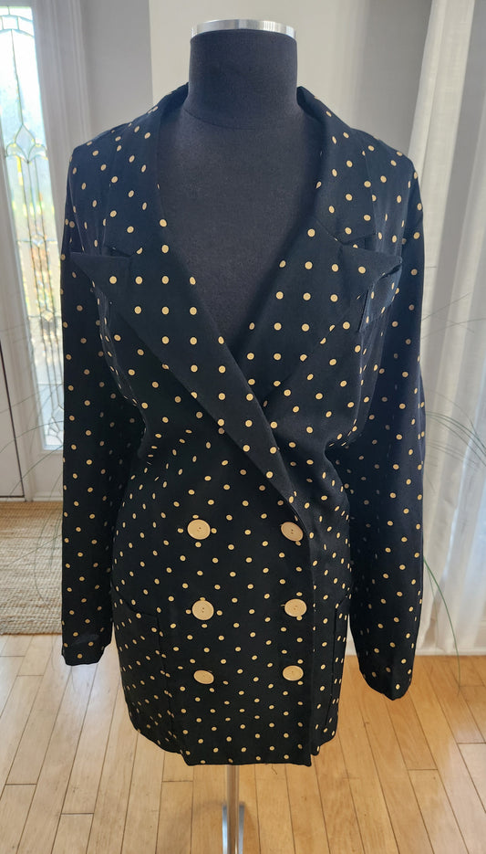 Vintage ILGWU Gemini II Polka Dot Double Breasted Blazer Sz 20