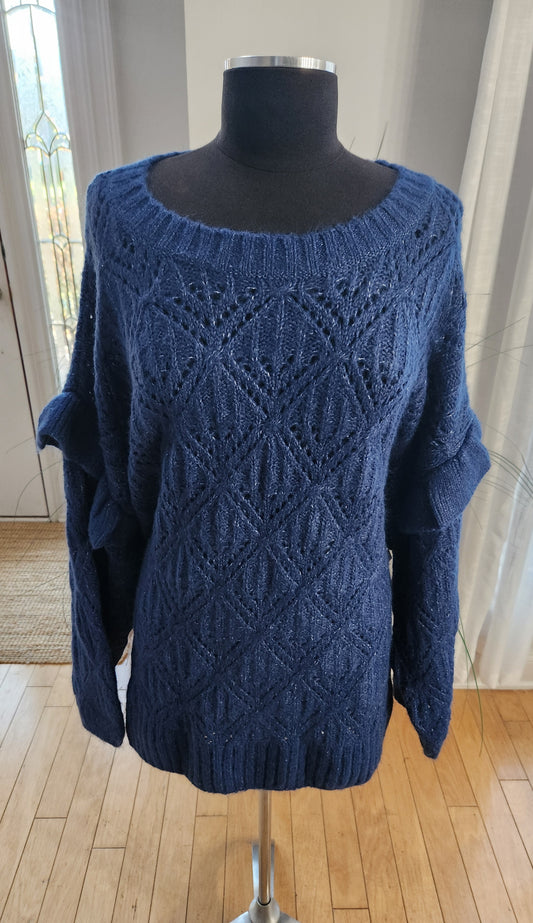 Old Navy Blue Ruffle Sleeve Sweater Sz 4X