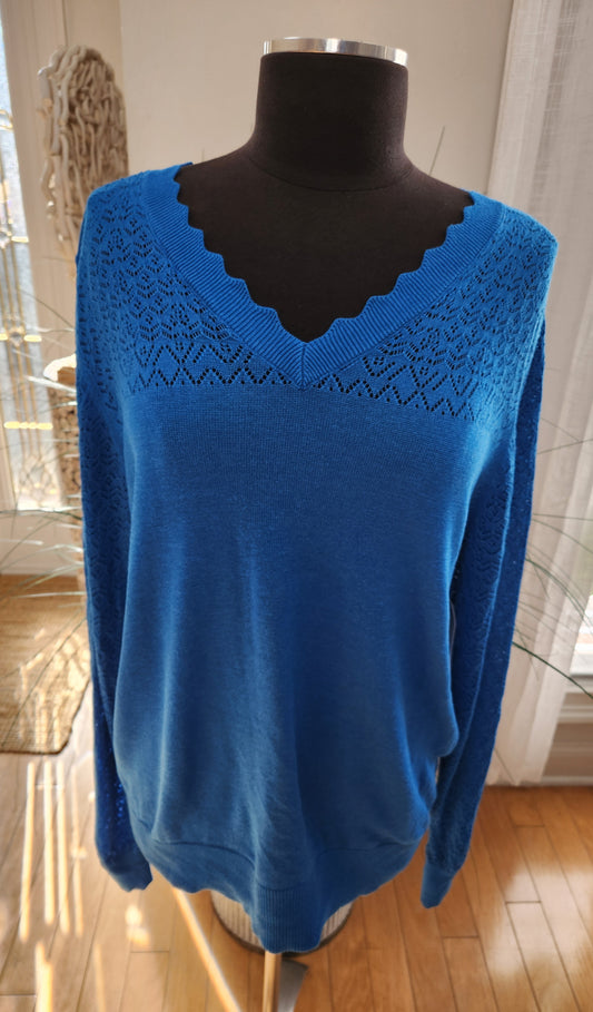 Liz Claiborne Celebration Blue Knit Sweater Sz XL