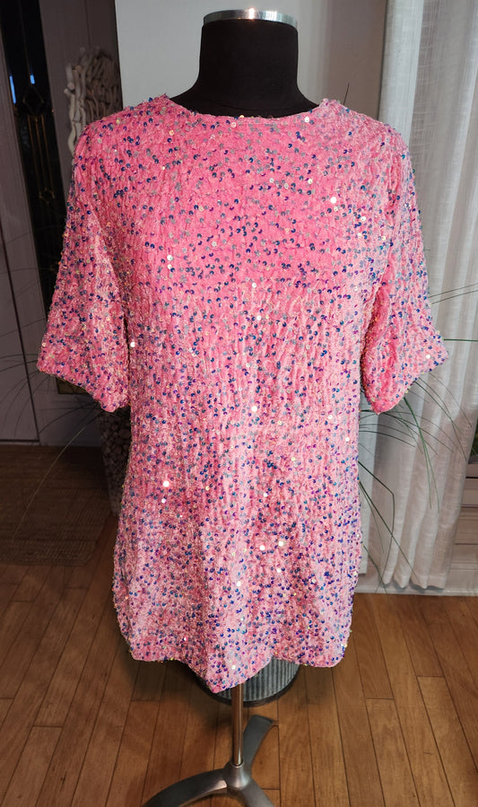 Pink Sequin Dress Sz XL