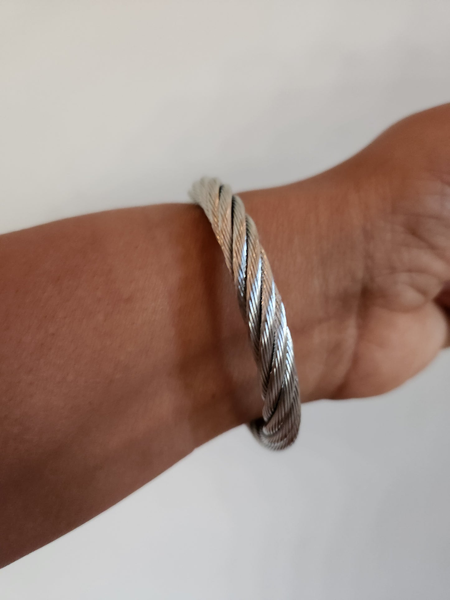 Twisted Large Stainless Steel Cuff Bracelet