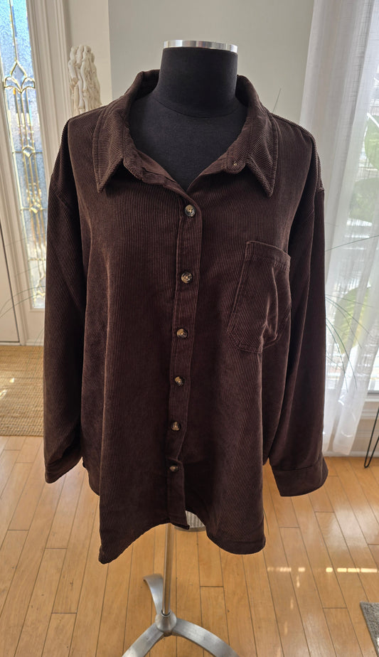 Real Size Brown Curduroy Shirt Sz 4X