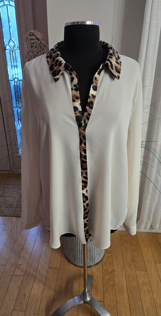 Vintage Simonton Says Animal Print Blouuse Sz XL