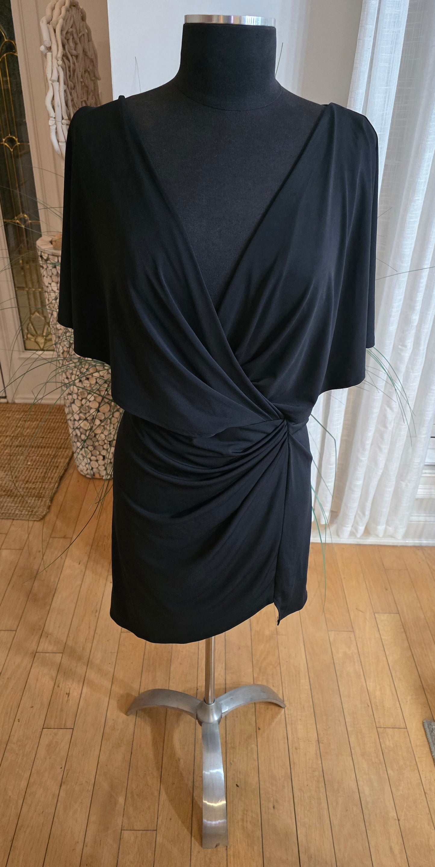 Cushine Faux Wrap Black Dress Sz 20