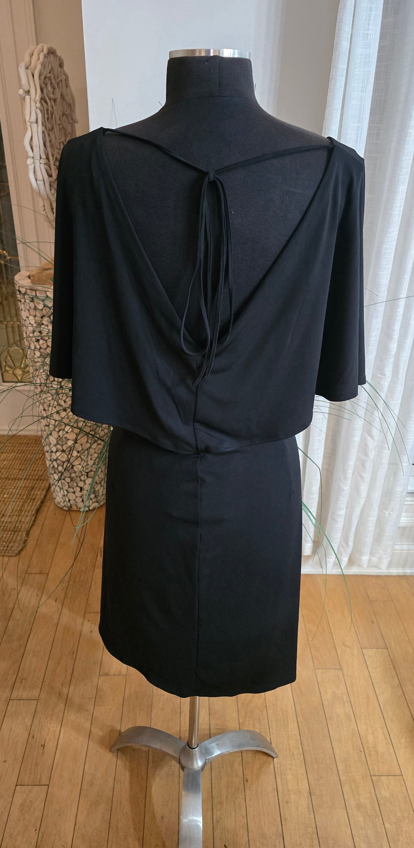 Cushine Faux Wrap Black Dress Sz 20