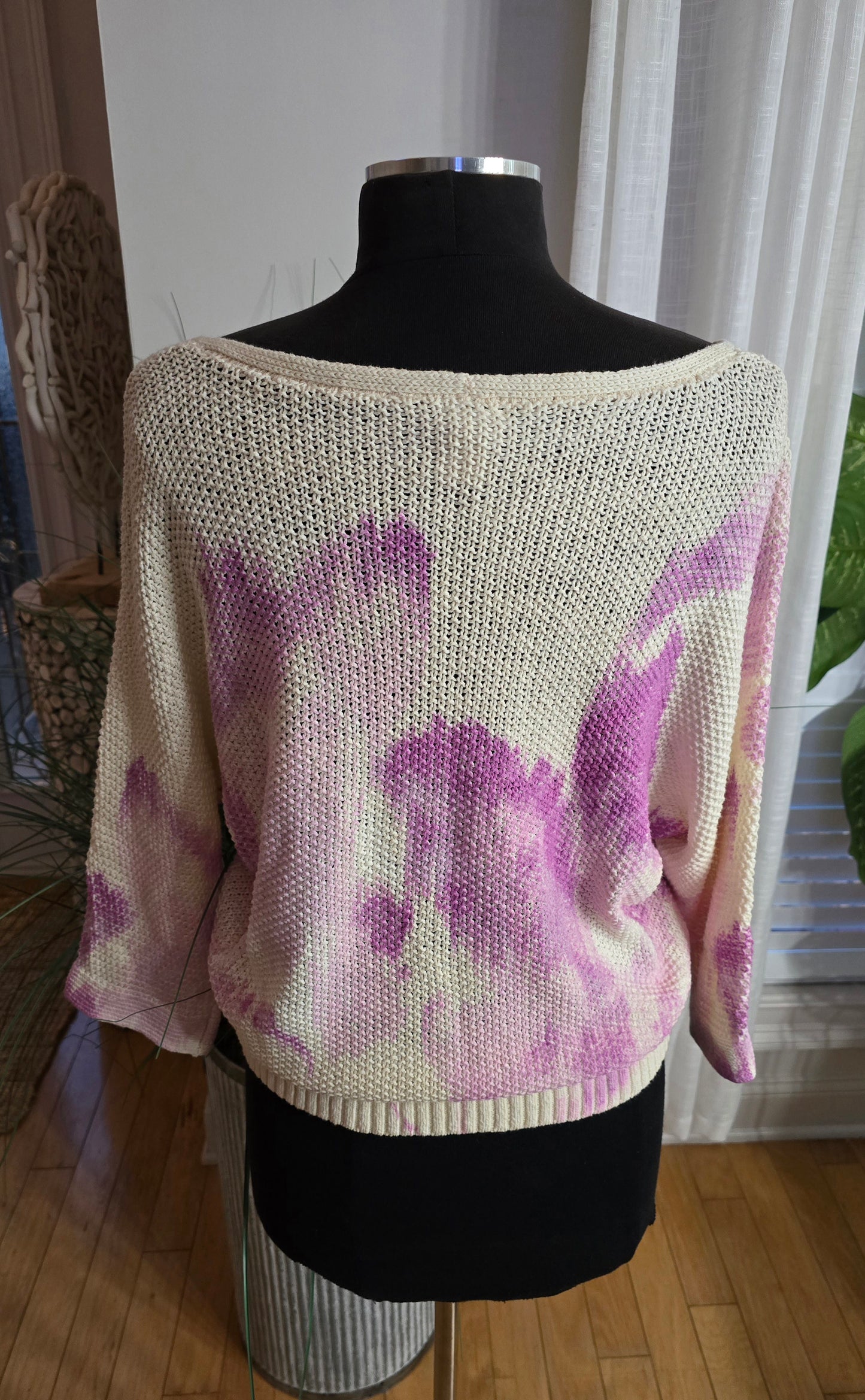 Chicos's Printed V-Neck Tape Yarn Pullover Sweater Sz M