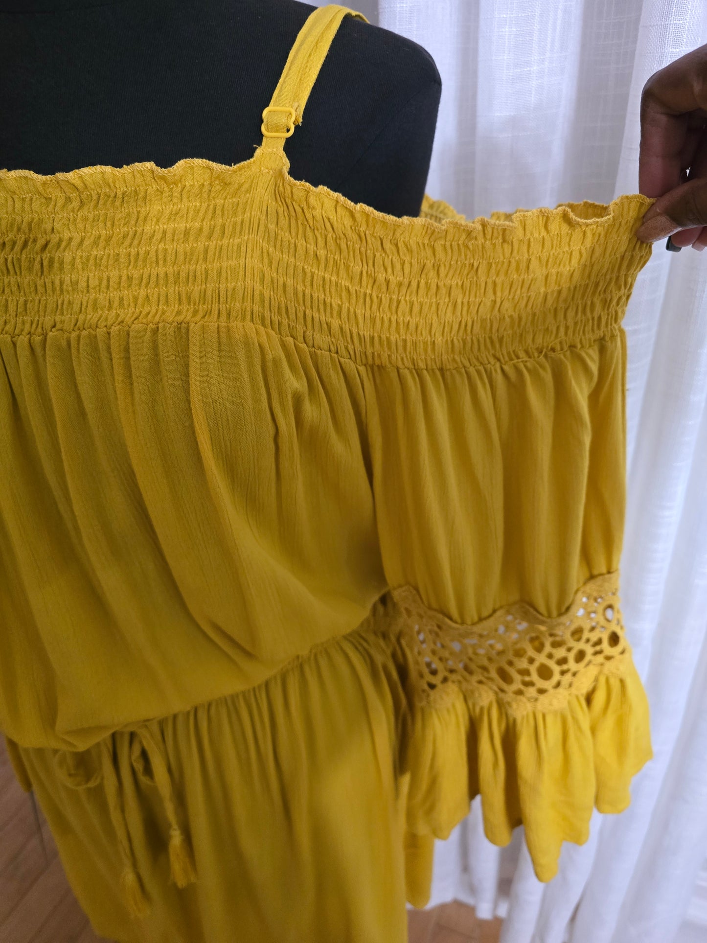 Indulge Mustard Cold Shoulder Dress Sz 3X