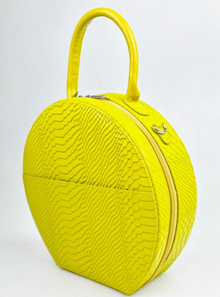 Bailey Circle Crossbody - Chartreuse Python Embossed