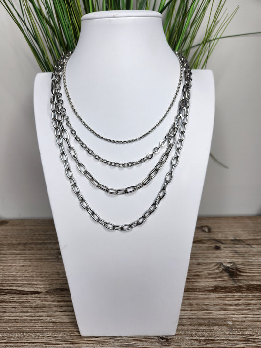 Cherie Layered Silver Necklace