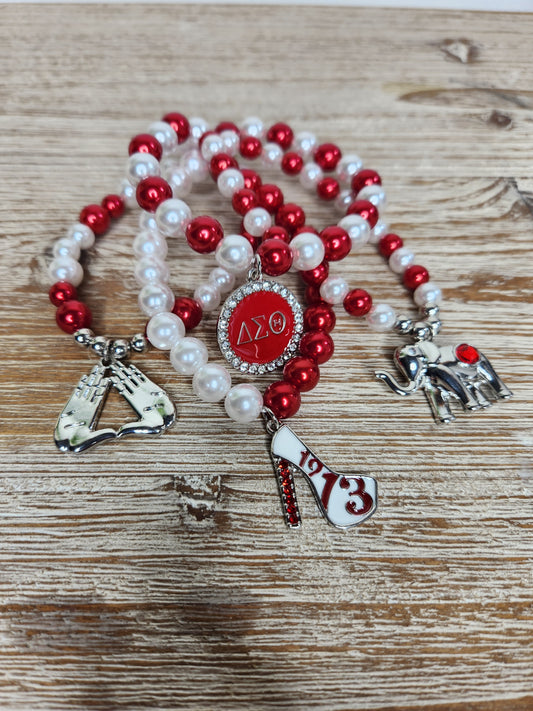 Delta Sigma Theta Stretch Bracelet Silver Tone