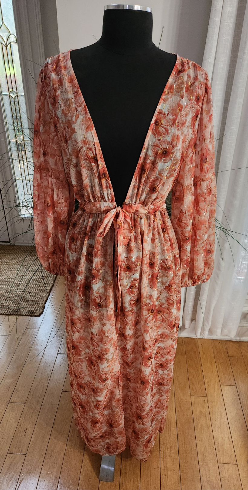 Express Metallic Floral Duster/Cover-Up Sz S/M