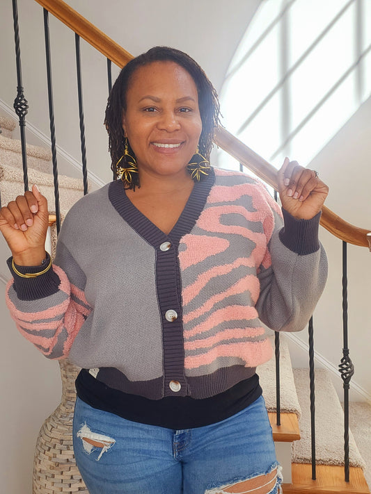 Simply Southern Pink & Grey Cardigan