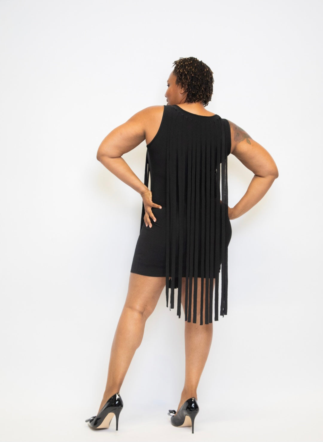 Fringe Dress Black Sz L