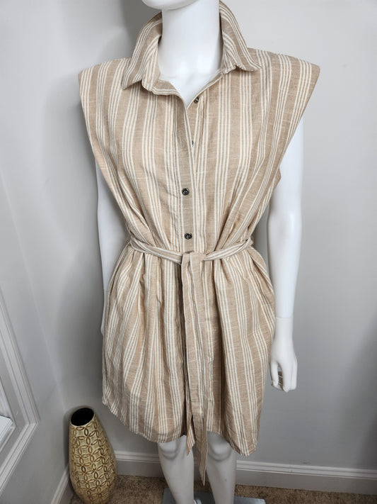 Aakaa Striped Linen Dress/Tunic Sz M