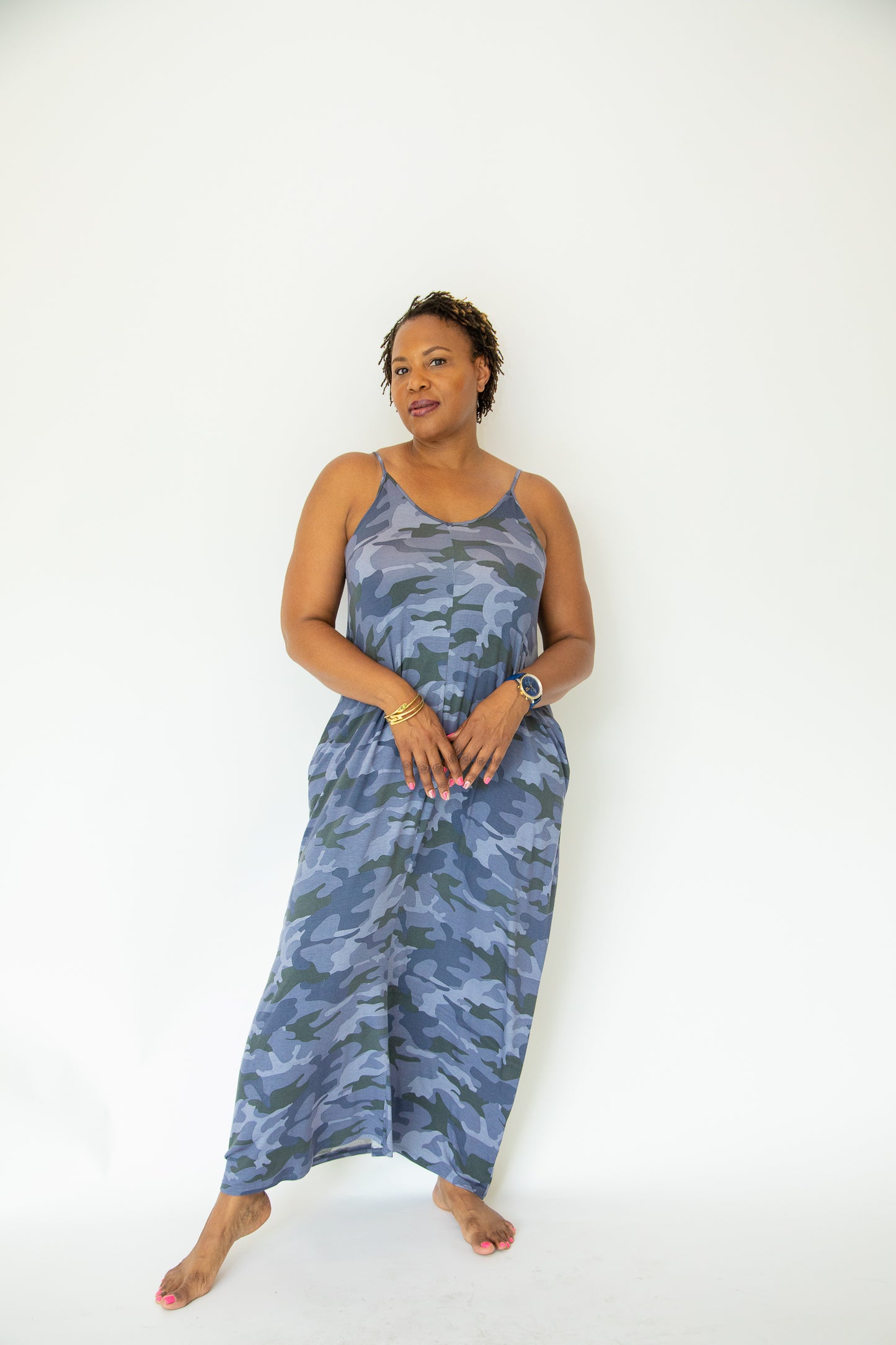 Summer's Day Maxi Dress Blue Camo