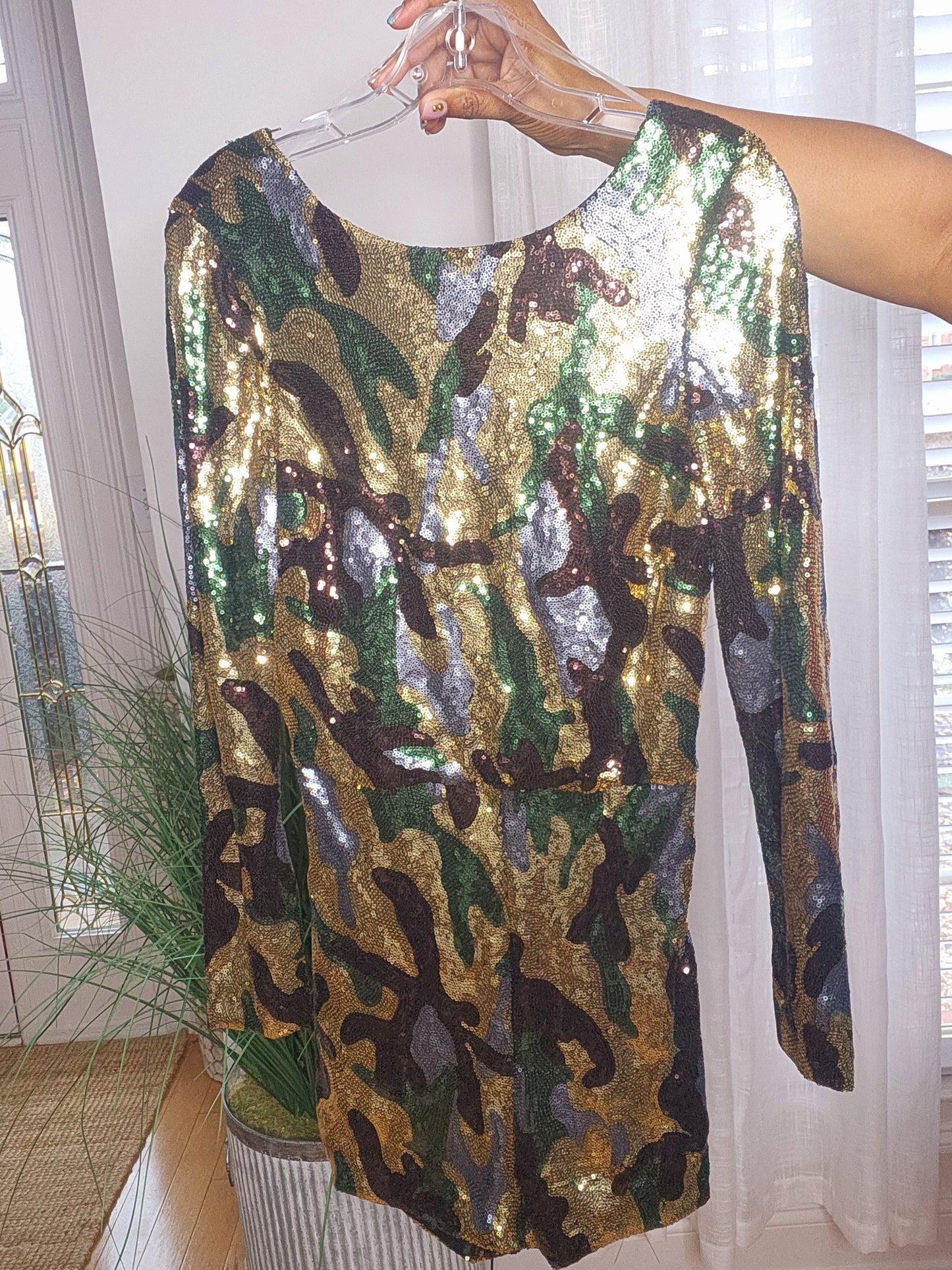 Vegas Sequined Camo Romper