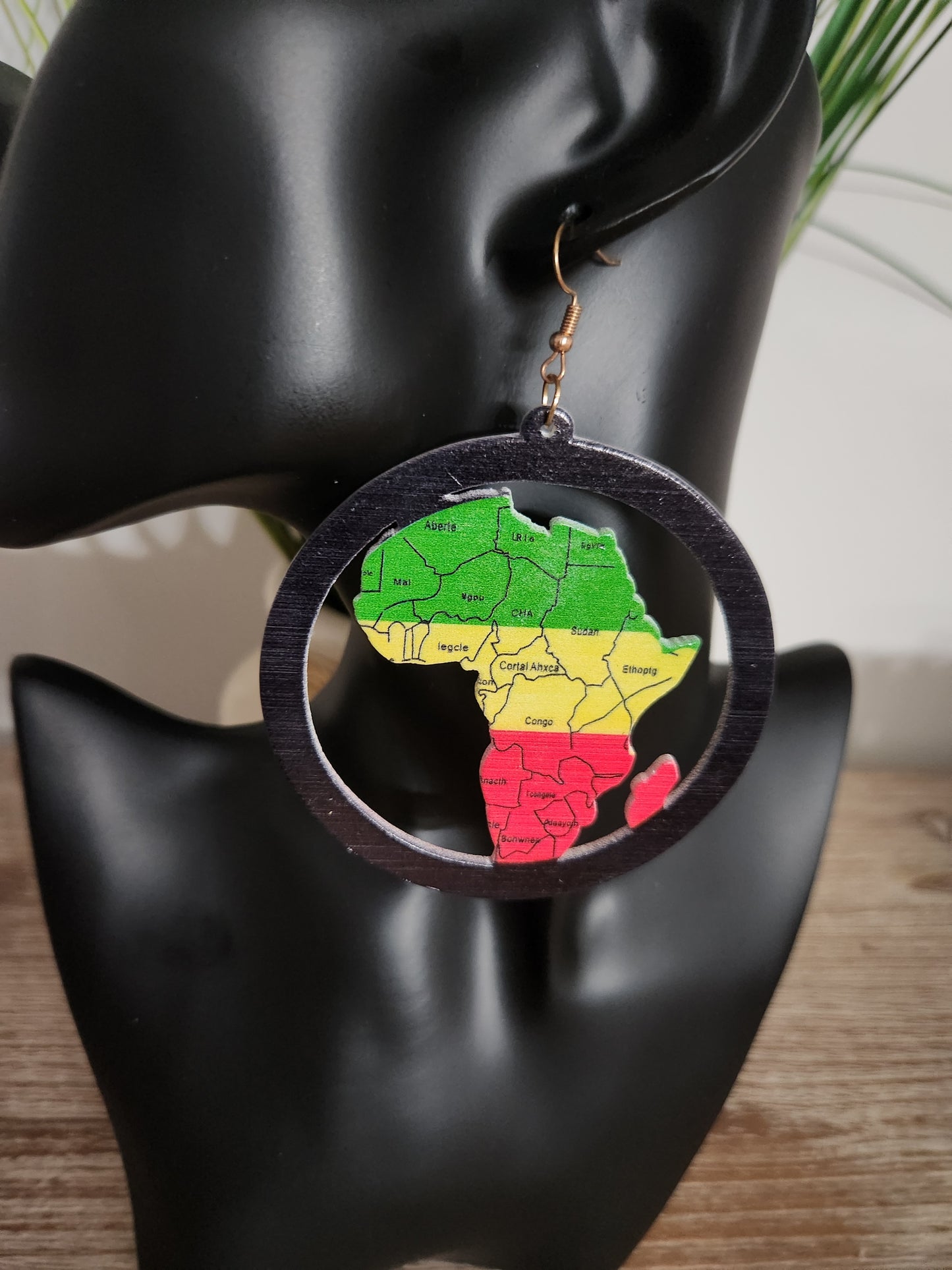 African Map Hoop Earrings