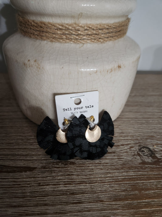 Black Fan Earrings