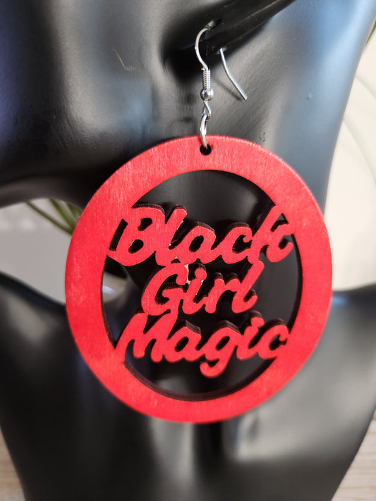 Black Girl Magic Earrings Red