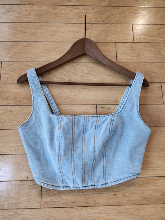 Gianni Bini Denim Crop Top Sz S